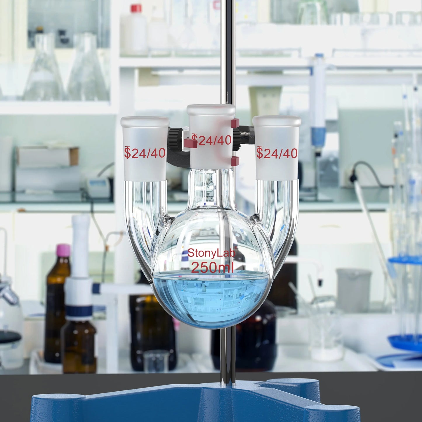 3 Straight Neck Round Bottom Flask, 24/40 Joints, 250-2000ml Flasks-Round Bottom-3 Neck