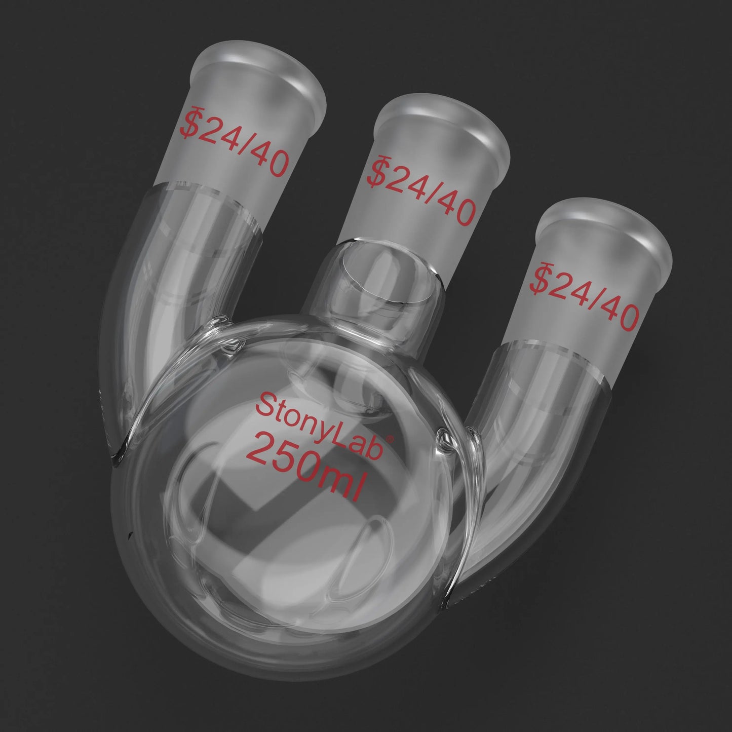 3 Straight Neck Round Bottom Flask, 24/40 Joints, 250-2000ml Flasks-Round Bottom-3 Neck