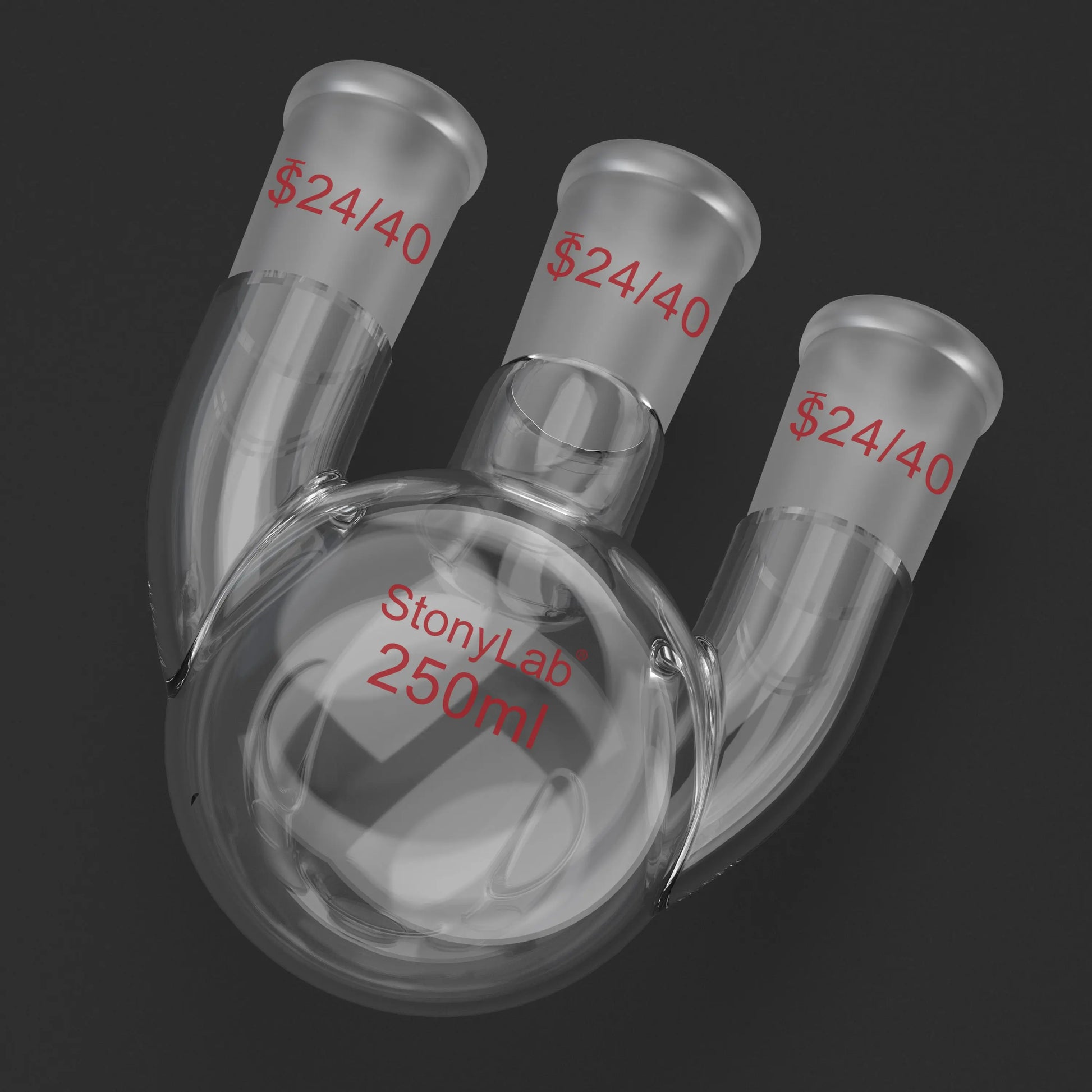 3 Straight Neck Round Bottom Flask, 24/40 Joints, 250-2000ml Flasks-Round Bottom-3 Neck