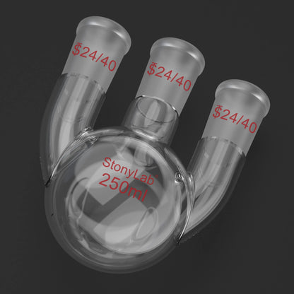 3 Straight Neck Round Bottom Flask, 24/40 Joints, 250-2000ml Flasks-Round Bottom-3 Neck