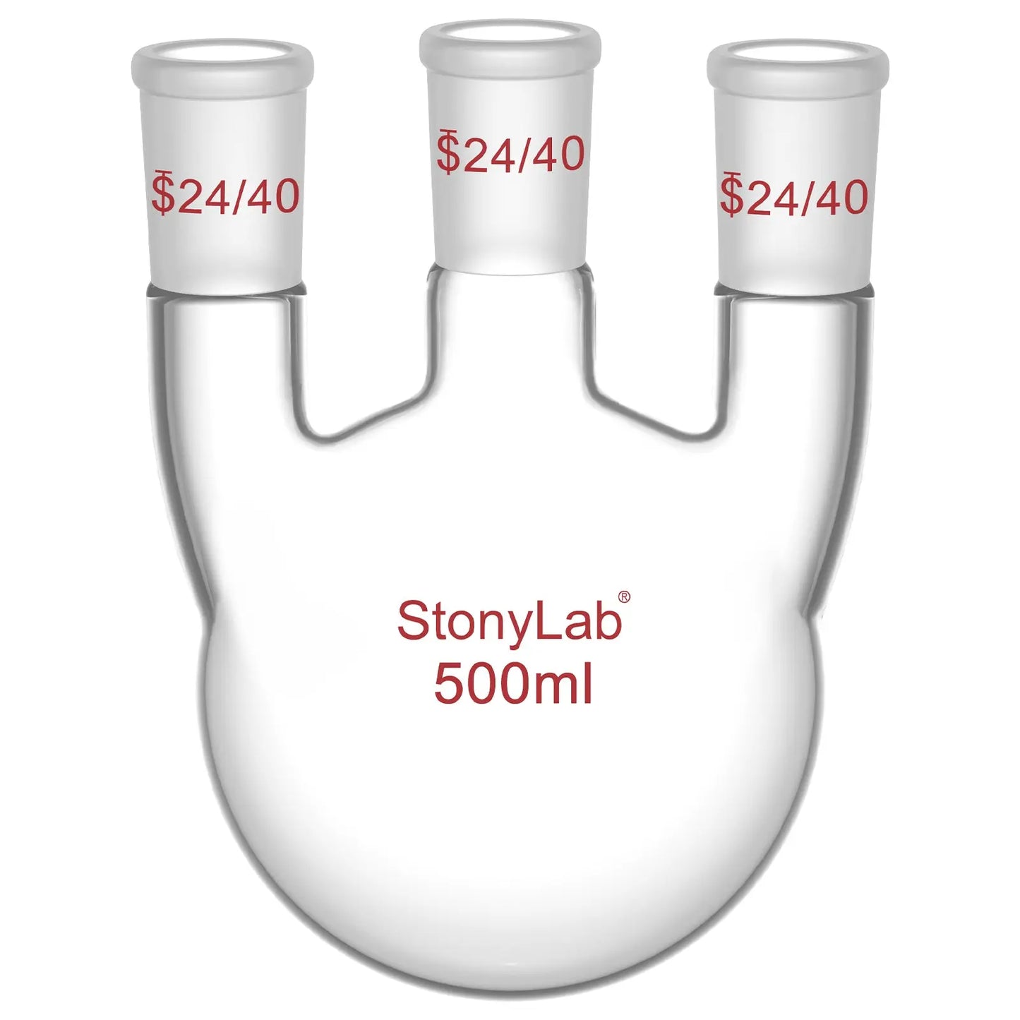 3 Straight Neck Round Bottom Flask, 24/40 Joints, 250-2000ml Flasks-Round Bottom-3 Neck
