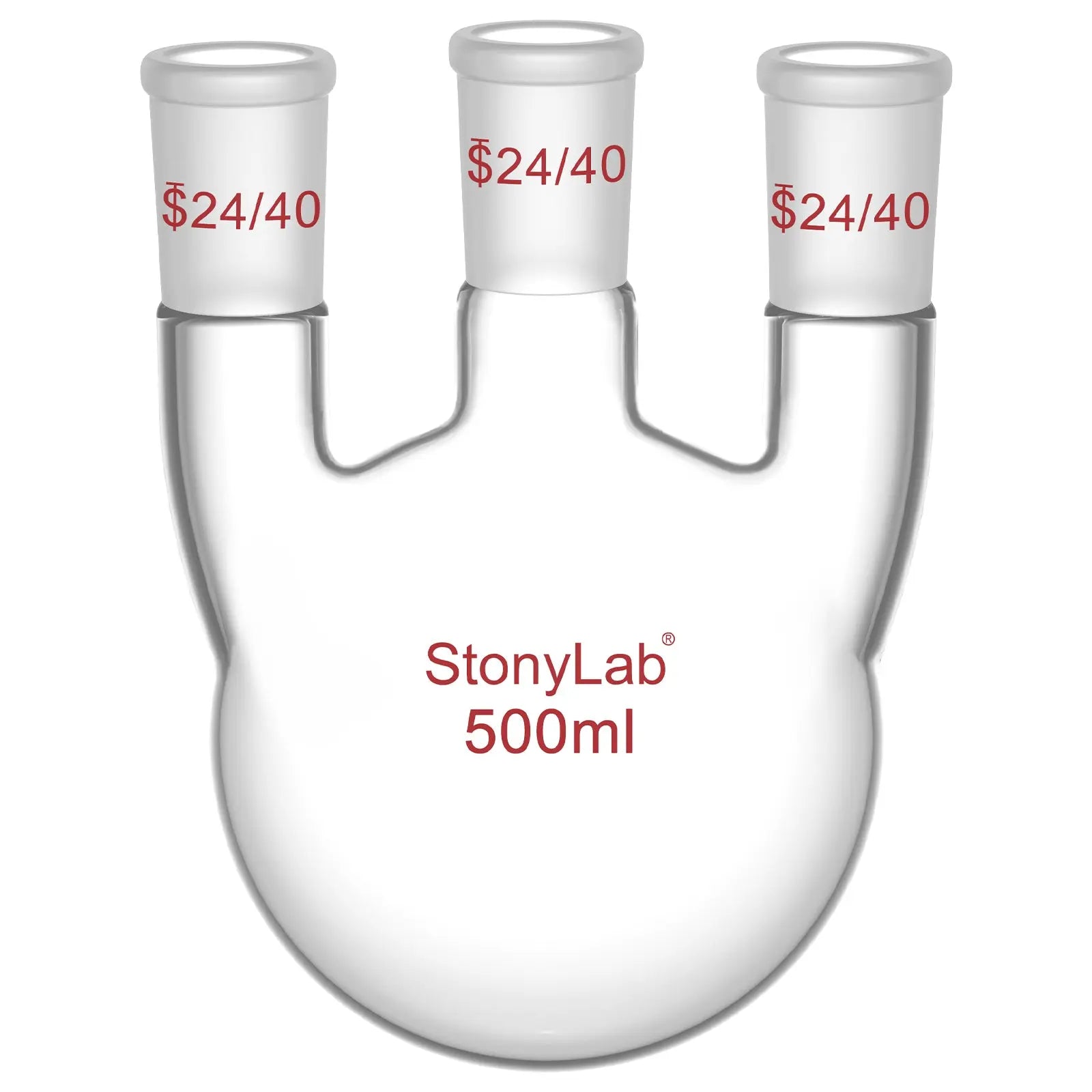 3 Straight Neck Round Bottom Flask, 24/40 Joints, 250-2000ml Flasks-Round Bottom-3 Neck
