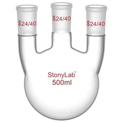 3 Straight Neck Round Bottom Flask, 24/40 Joints, 250-2000ml Flasks-Round Bottom-3 Neck
