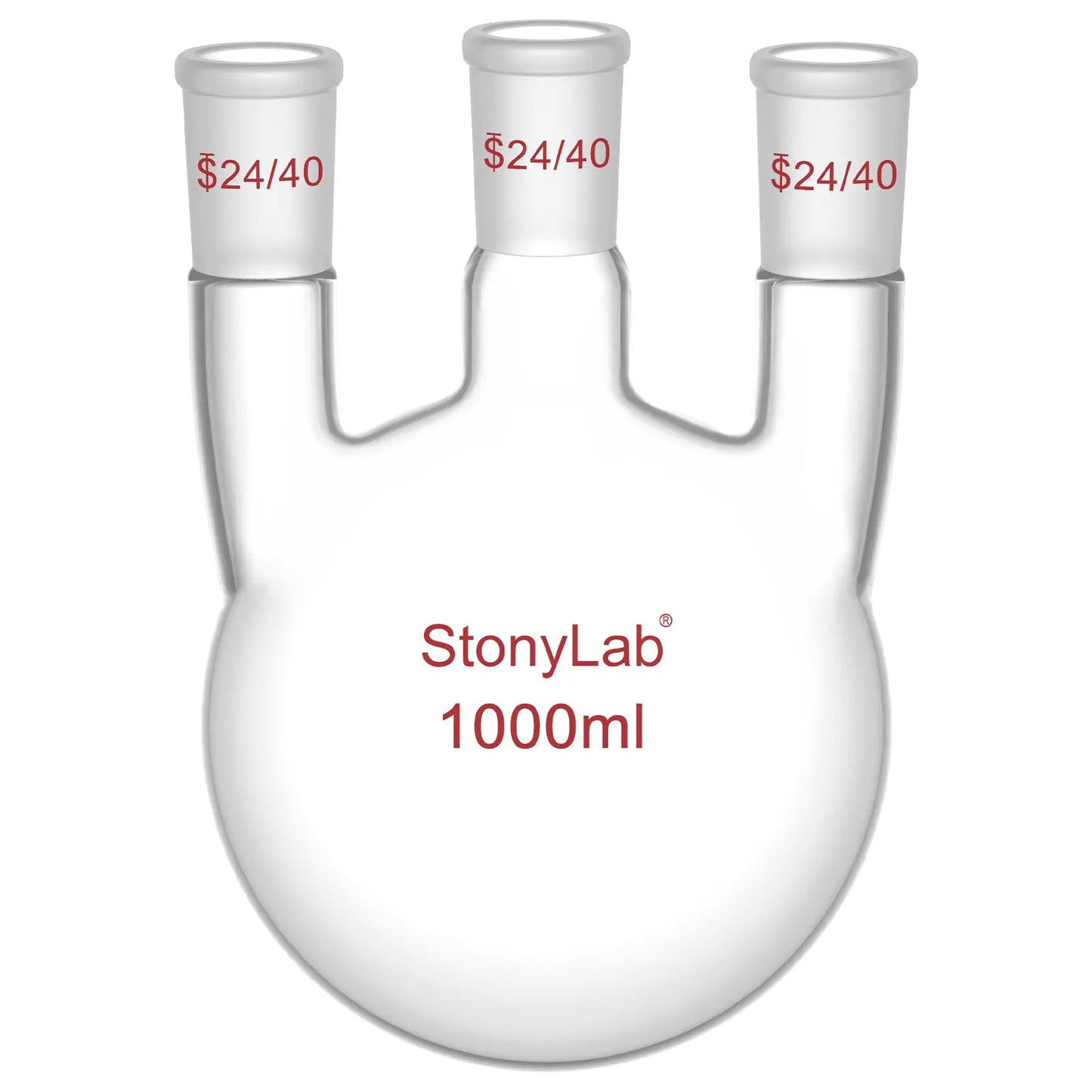 3 Straight Neck Round Bottom Flask, 24/40 Joints, 250-2000ml Flasks-Round Bottom-3 Neck
