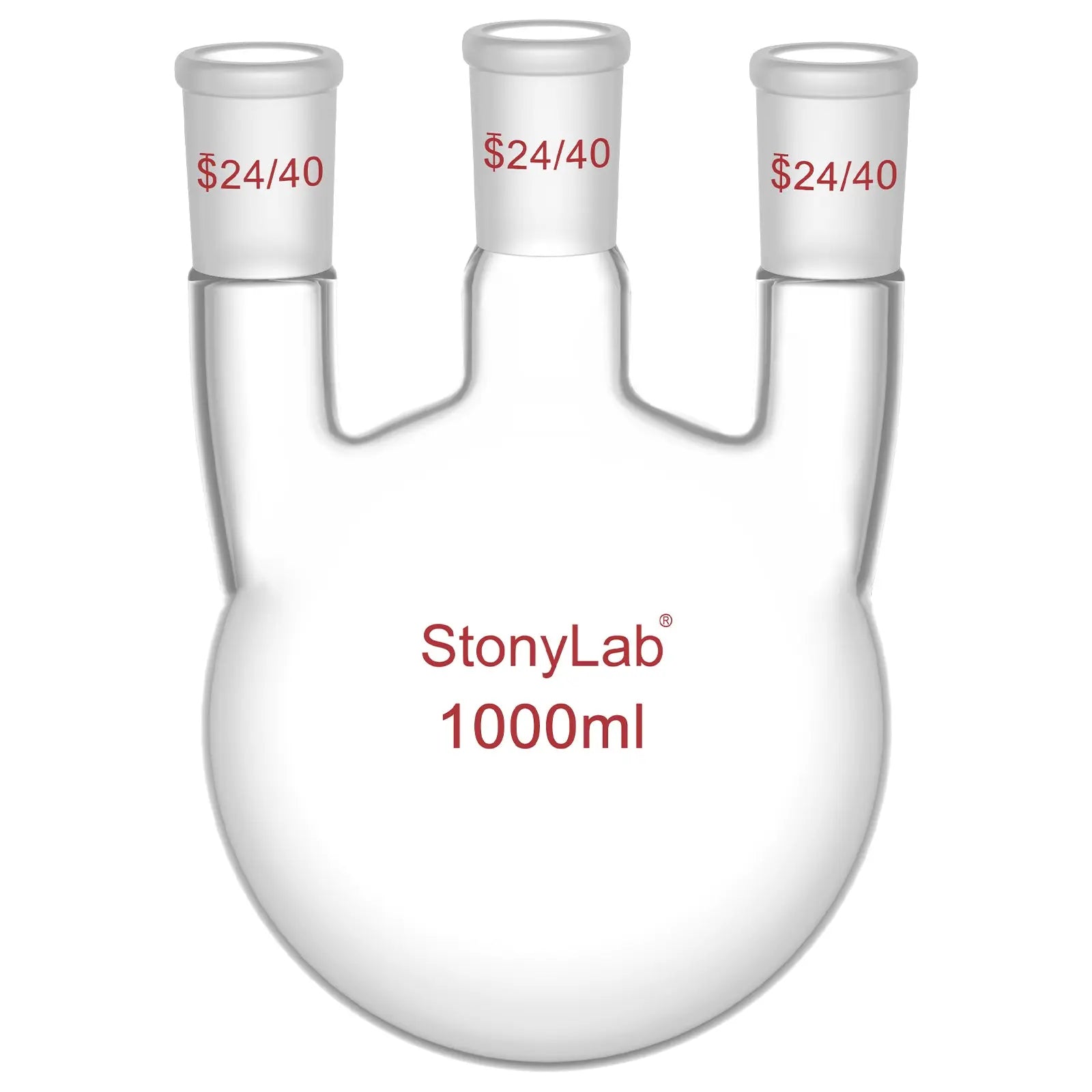 3 Straight Neck Round Bottom Flask, 24/40 Joints, 250-2000ml Flasks-Round Bottom-3 Neck