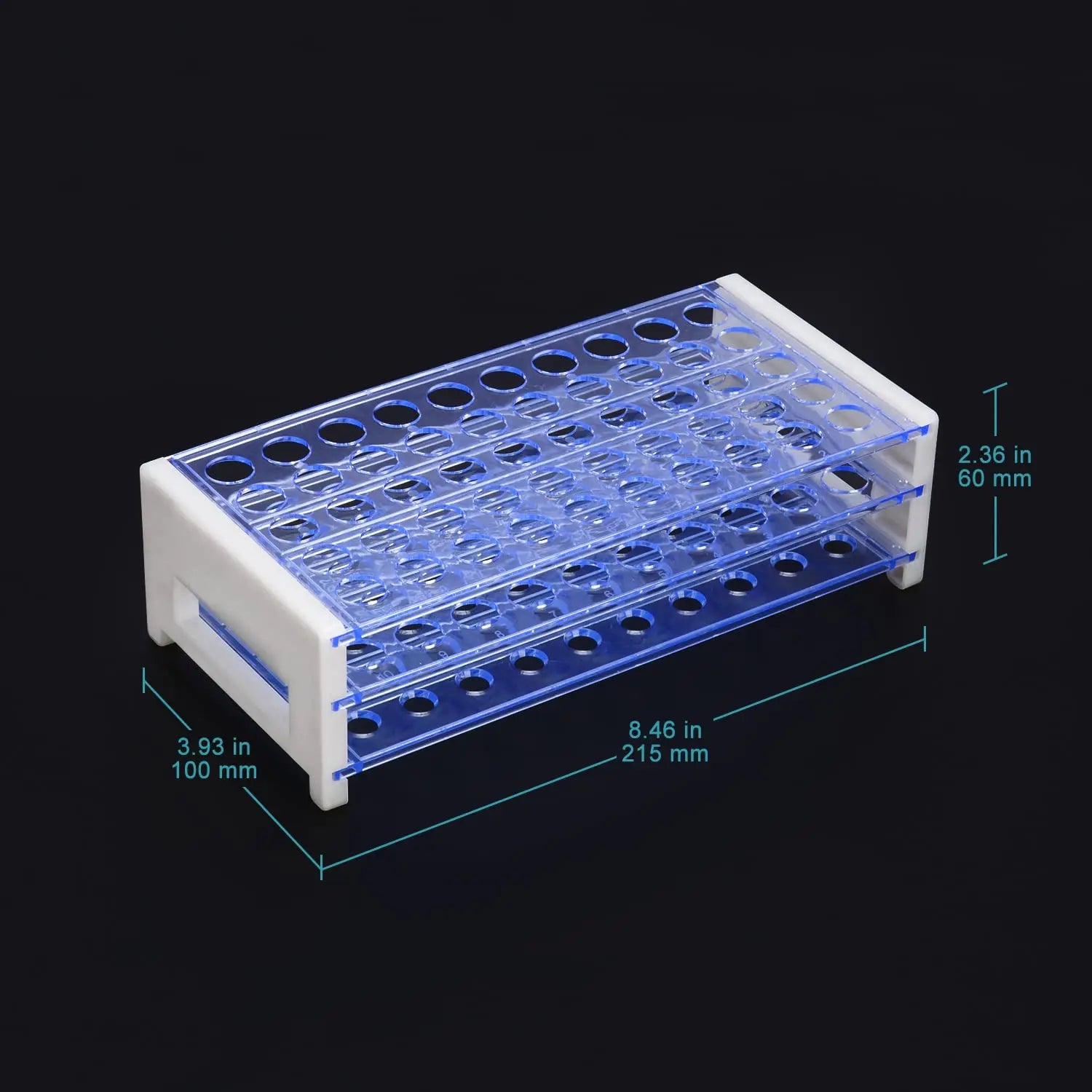 3-Tier Detachable Blue Plastic Tube Holder Stand Rack, 50-Place Racks
