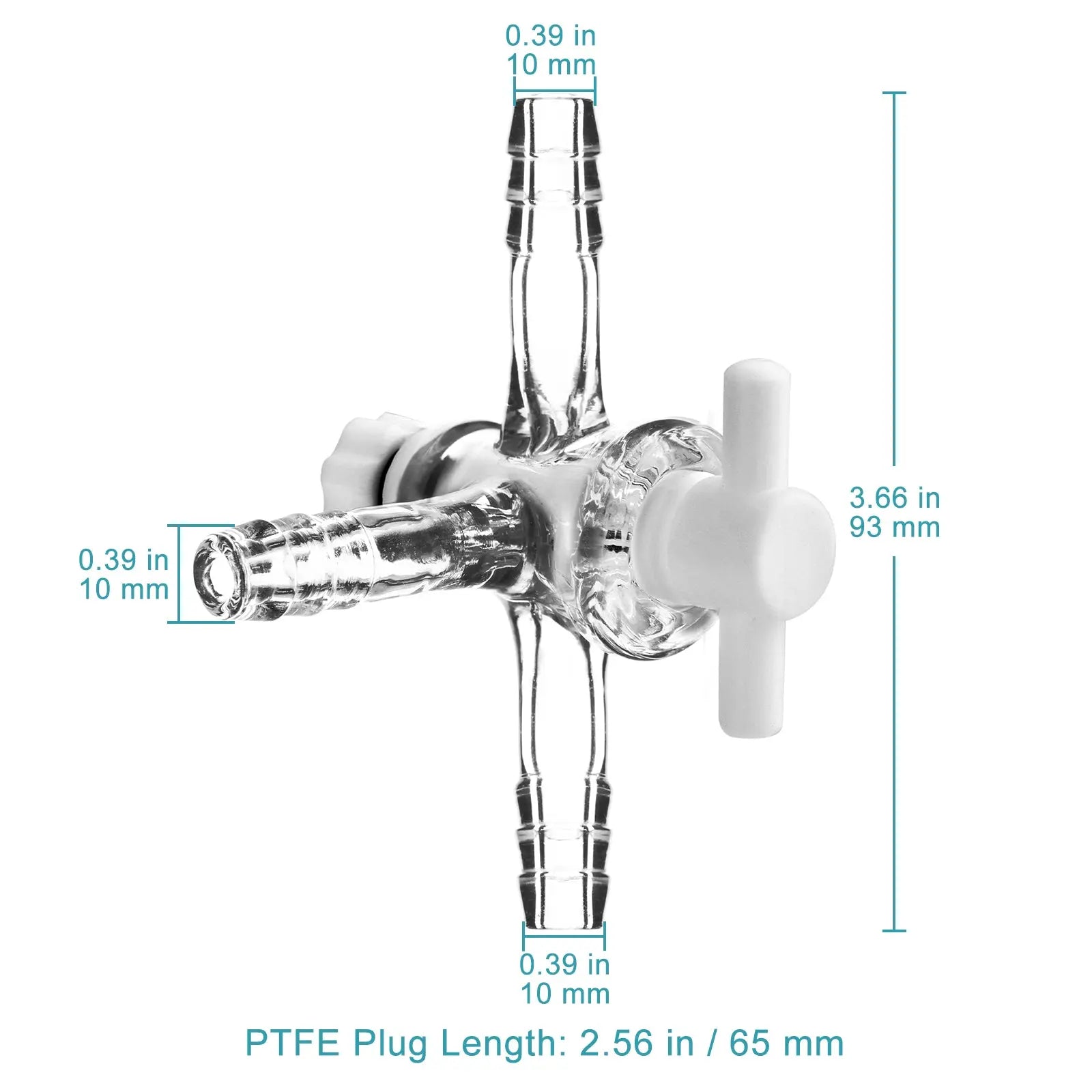 Close-up view showing the precise design and material of StonyLab 3-Way Flow Control Adapter