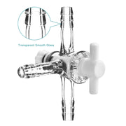 Side view and dimensional layout of the durable StonyLab 3-Way Flow Control Adapter