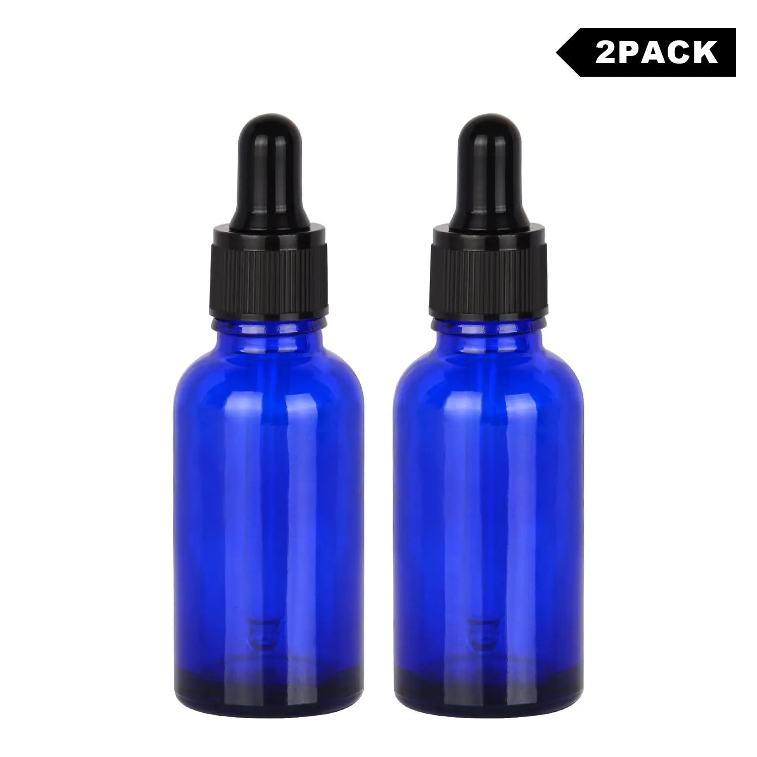 30 ml Cobalt Dropper Bottle, Glass Dropper with Inner Plug and Label - StonyLab Bottles - Dropper Bottles 