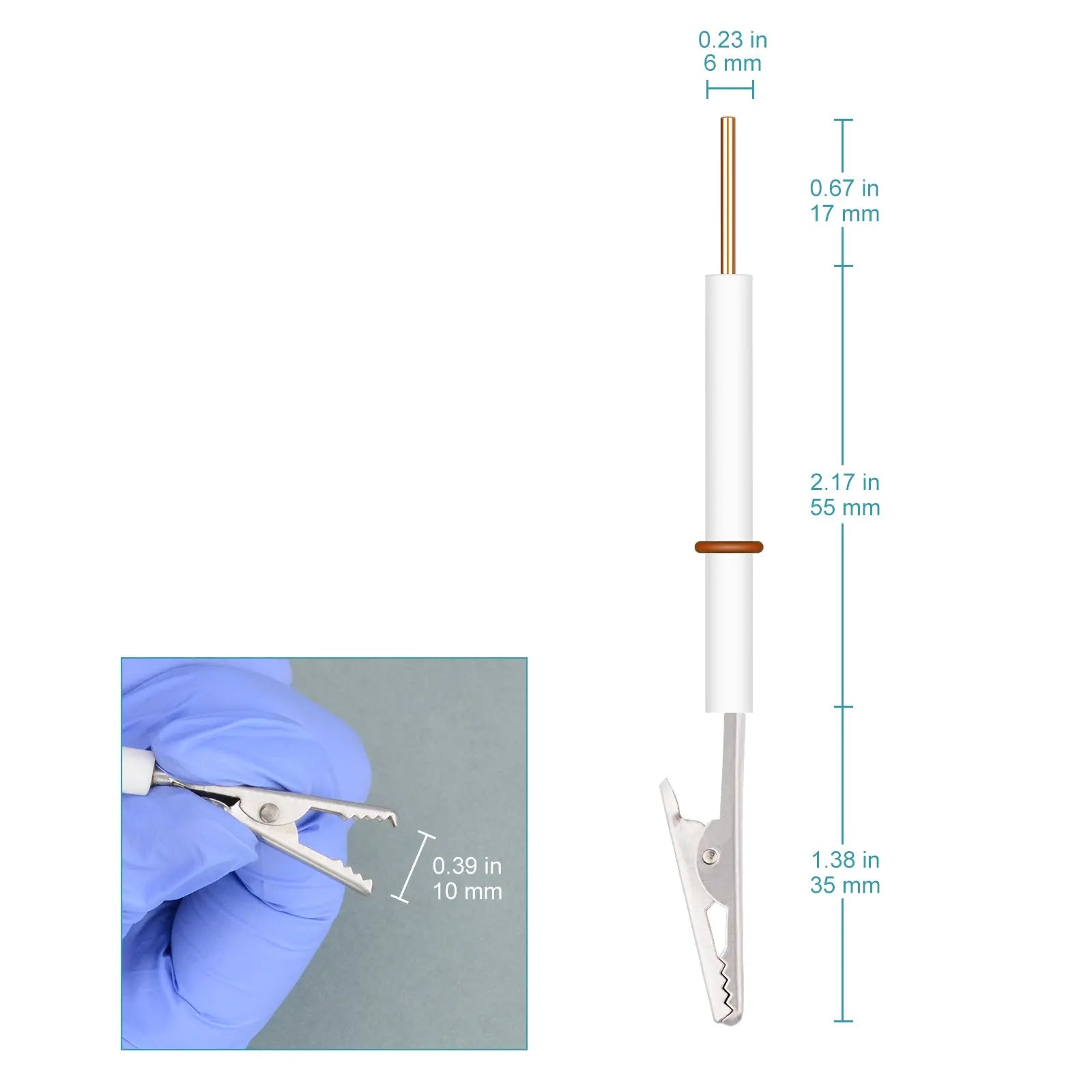 Close-up view showing the precise design and material of StonyLab 304 Stainless Steel Electrode Holder