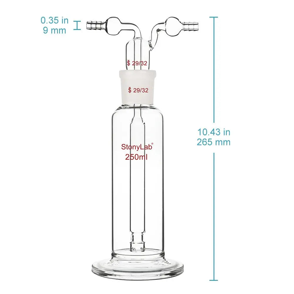 Gas Washing Bottle with Standard 29/32 Joint Gas Washing Bottle