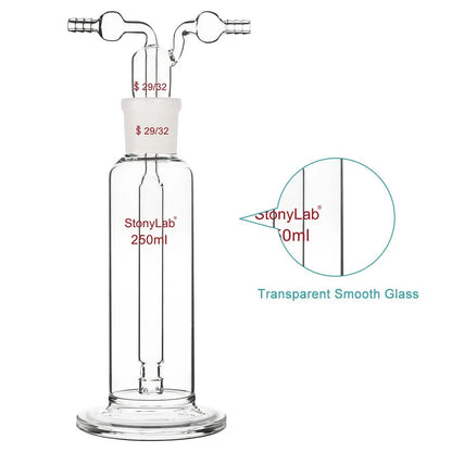 Gas Washing Bottle with Standard 29/32 Joint Gas Washing Bottle