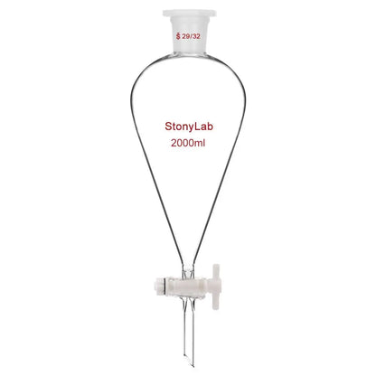 Conical Separatory Funnel with 29/32 Joints and PTFE Stopcock, 2000 ml - StonyLab Funnels - Separatory 2000-ml