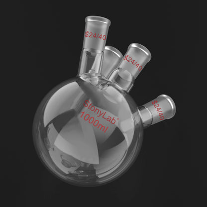 4 Neck Round Bottom Flask, 24/40 Joint, 250/500/1000 ml Flasks-Round Bottom-3 Neck