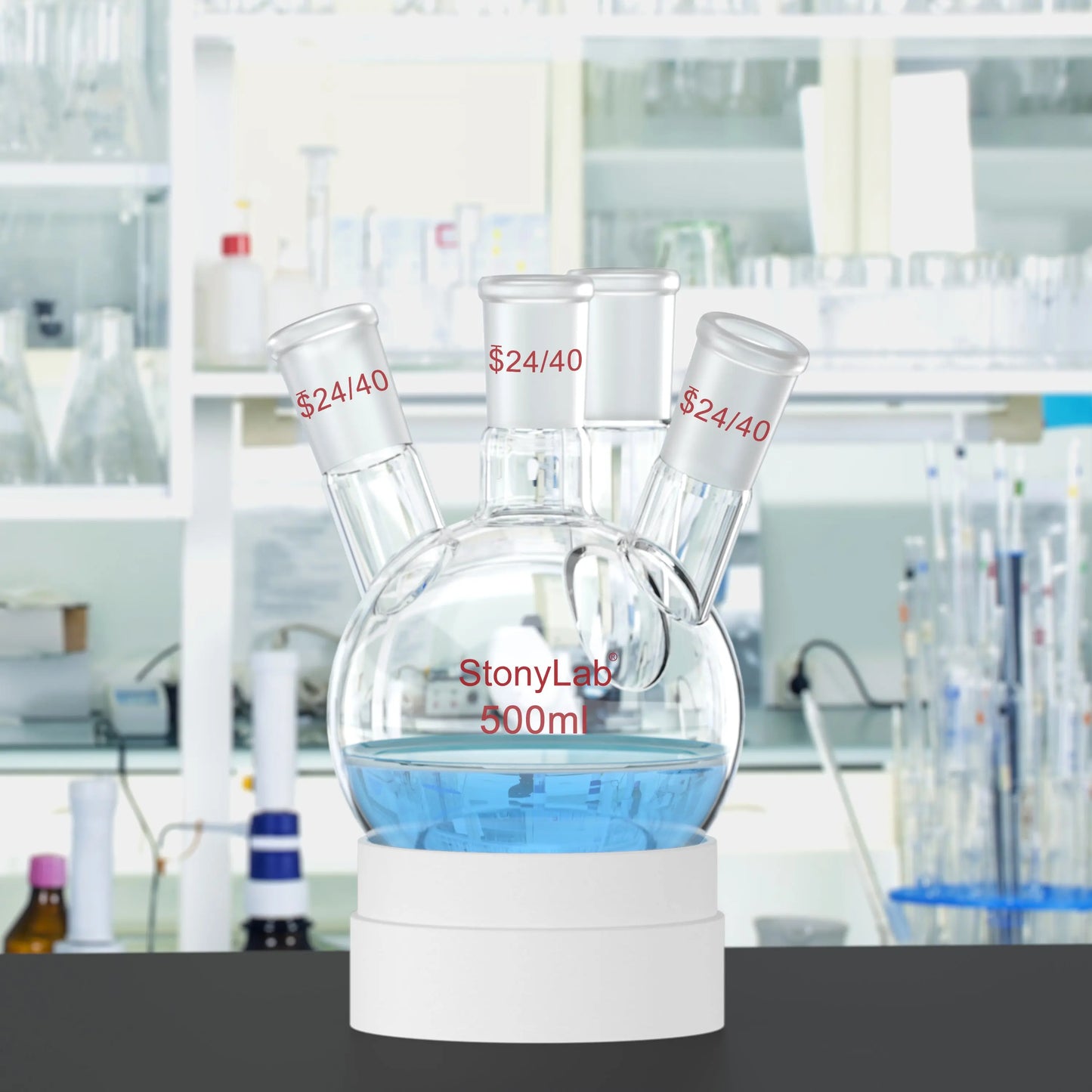 4 Neck Round Bottom Flask, 24/40 Joint, 250/500/1000 ml Flasks-Round Bottom-3 Neck