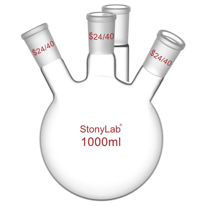 4-Neck Round Bottom Flask, 24/40 Joint, 250/500/1000 ml Flasks-Round Bottom-4 Neck