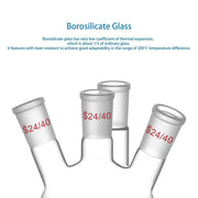 Side view and dimensional layout of the durable StonyLab 4-Neck Round Bottom Flask