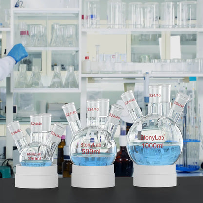 4-Neck Round Bottom Flask, 24/40 Joint, 250/500/1000 ml Flasks-Round Bottom-4 Neck