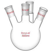 Comprehensive product view and setup components for StonyLab 4-Neck Round Bottom Flask
