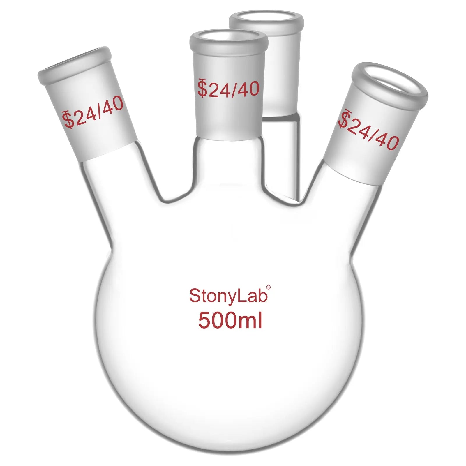 Comprehensive product view and setup components for StonyLab 4-Neck Round Bottom Flask