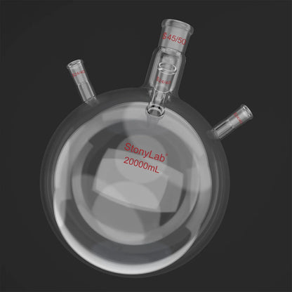 4 Neck Round Bottom Flask, 45/50 Center and Three 24/40 Side Joints, 5-20 L Flasks-Round Bottom-4 Neck