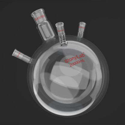 4 Neck Round Bottom Flask, 45/50 Center and Three 24/40 Side Joints, 5-20 L Flasks-Round Bottom-4 Neck