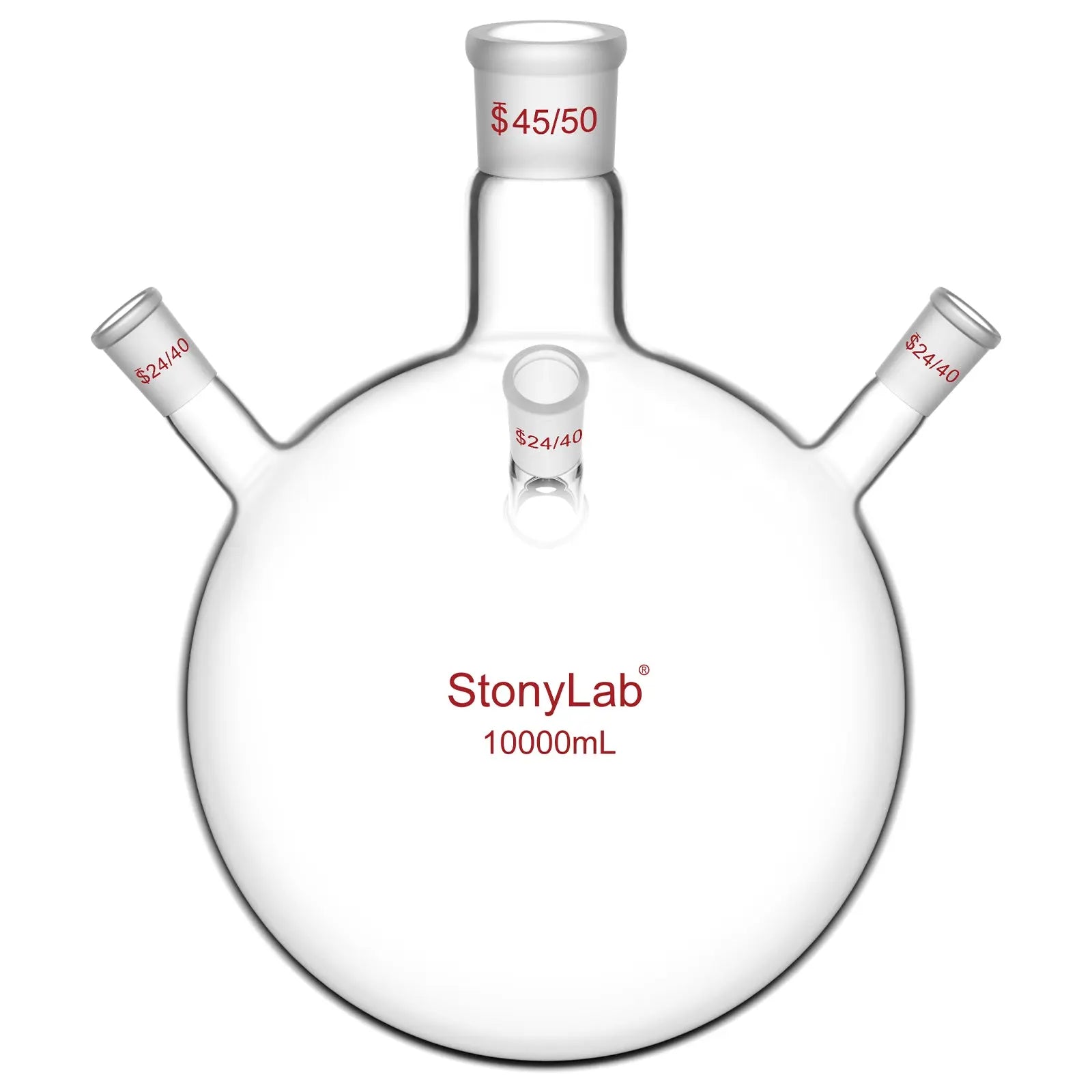 4 Neck Round Bottom Flask, 45/50 Center and Three 24/40 Side Joints, 5-20 L Flasks-Round Bottom-4 Neck