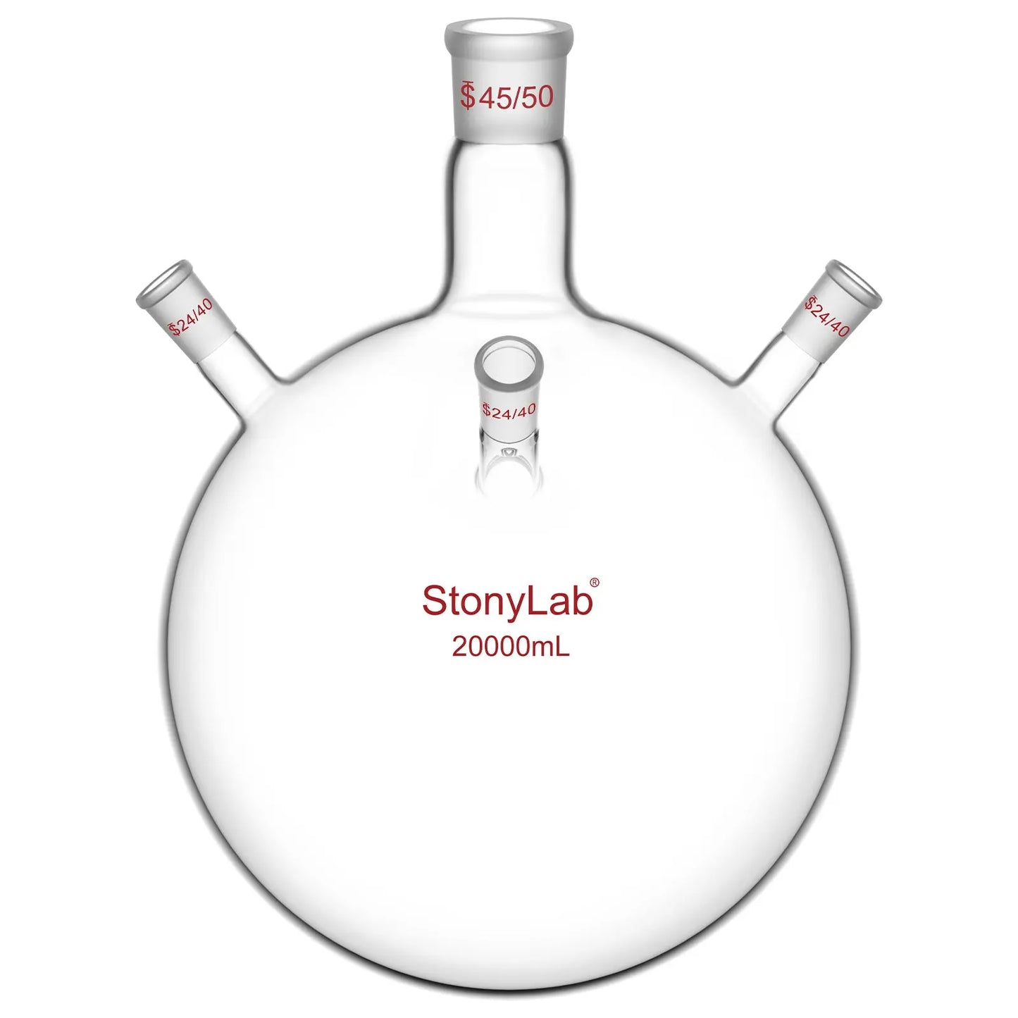 4 Neck Round Bottom Flask, 45/50 Center and Three 24/40 Side Joints, 5-20 L Flasks-Round Bottom-4 Neck