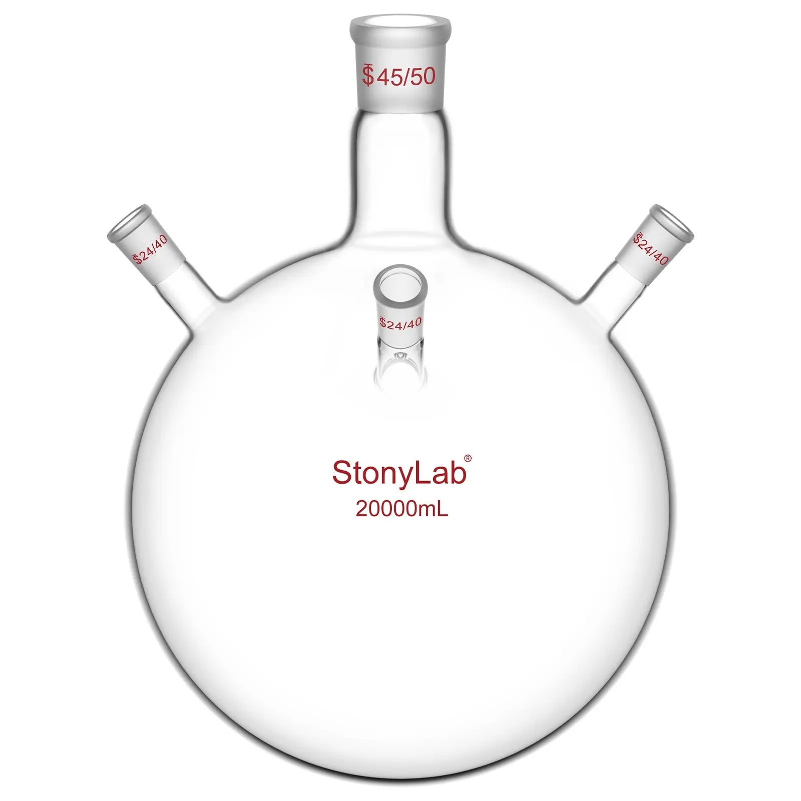 4 Neck Round Bottom Flask, 45/50 Center and Three 24/40 Side Joints, 5-20 L Flasks-Round Bottom-4 Neck