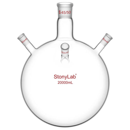 4 Neck Round Bottom Flask, 45/50 Center and Three 24/40 Side Joints, 5-20 L Flasks-Round Bottom-4 Neck