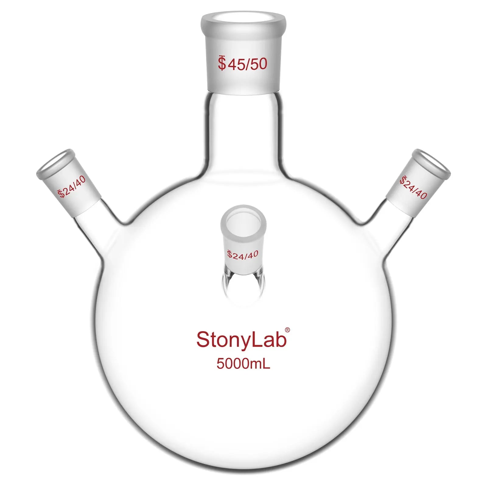 Comprehensive product view and setup components for StonyLab 4-Neck Round Bottom Flask