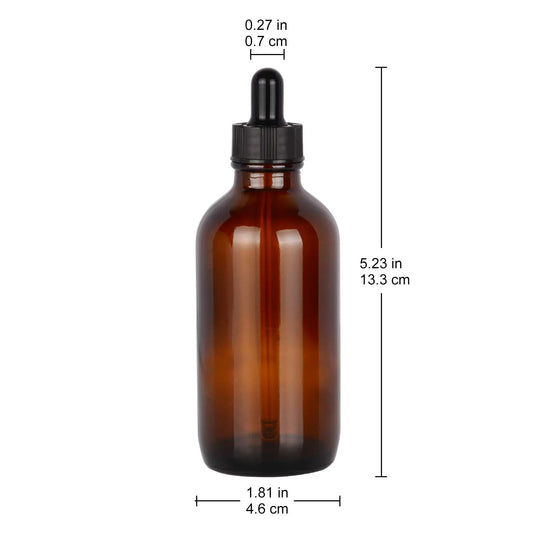 4 Pack 120ml Amber Dropper Bottle, Glass Dropper with Inner Plug and Label Bottles - Dropper Bottles 120-ml-4-Pack
