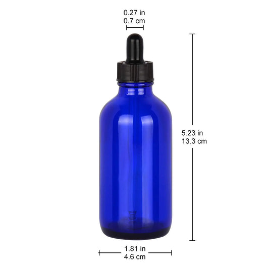 4 Pack 120ml Cobalt Dropper Bottle, Glass Dropper with Inner Plug and Label Bottles - Dropper Bottles 120-ml-4-Pack