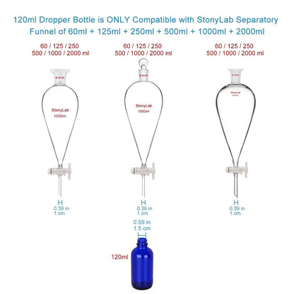 4 Pack 120ml Cobalt Dropper Bottle, Glass Dropper with Inner Plug and Label Bottles - Dropper Bottles