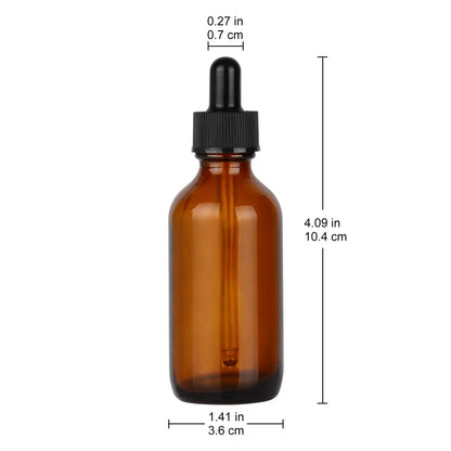 4 Pack 60ml Amber Dropper Bottle, Glass Dropper with Inner Plug and Label Bottles - Dropper Bottles