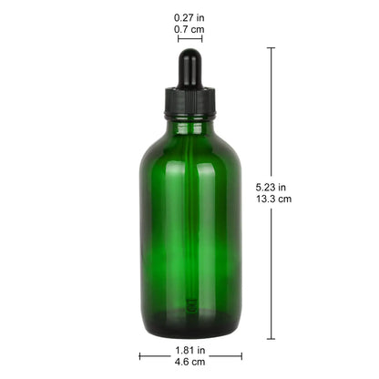 4 Pack Glass Dropper Bottle with Inner Plug and Label (120 ml, Green) Bottles - Dropper Bottles 120-ml