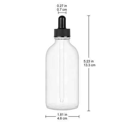 4 Pack Glass Dropper Bottle with Inner Plug and Label (120 ml, Transparent) Bottles - Dropper Bottles 120-ml