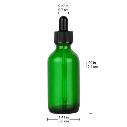 4 Pack Glass Dropper Bottle with Inner Plug and Label (60 ml, Green) Bottles - Dropper Bottles 60-ml