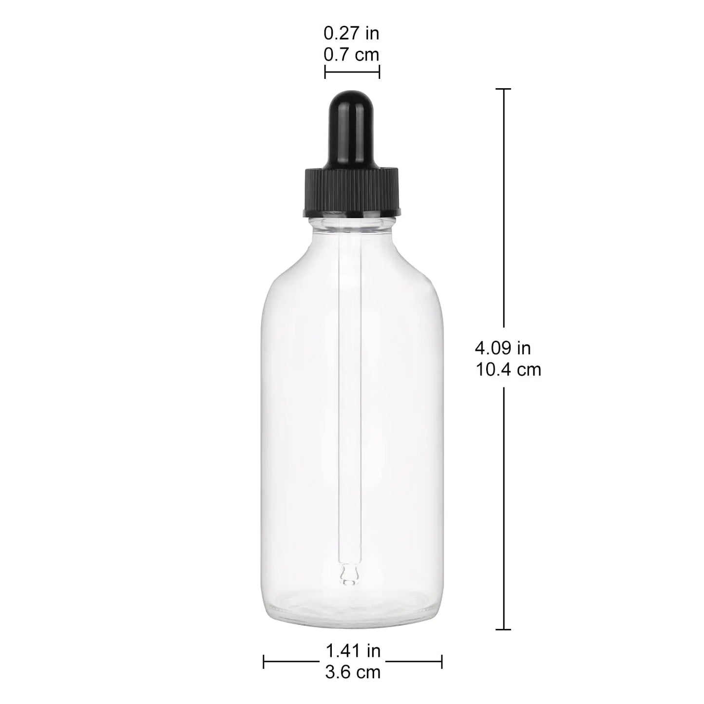 4 Pack Glass Dropper Bottle with Inner Plug and Label (60 ml, Transparent) Bottles - Dropper Bottles 60-ml