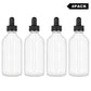 4 Pack Glass Dropper Bottle with Inner Plug and Label (60 ml, Transparent) Bottles - Dropper Bottles