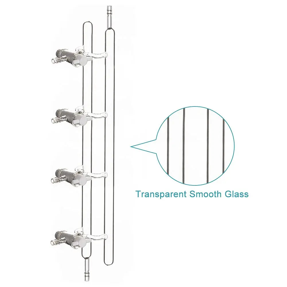 4 Ports Vacuum Gas Dual Bank Manifold with Glass Stopcocks Laboratory Supplies