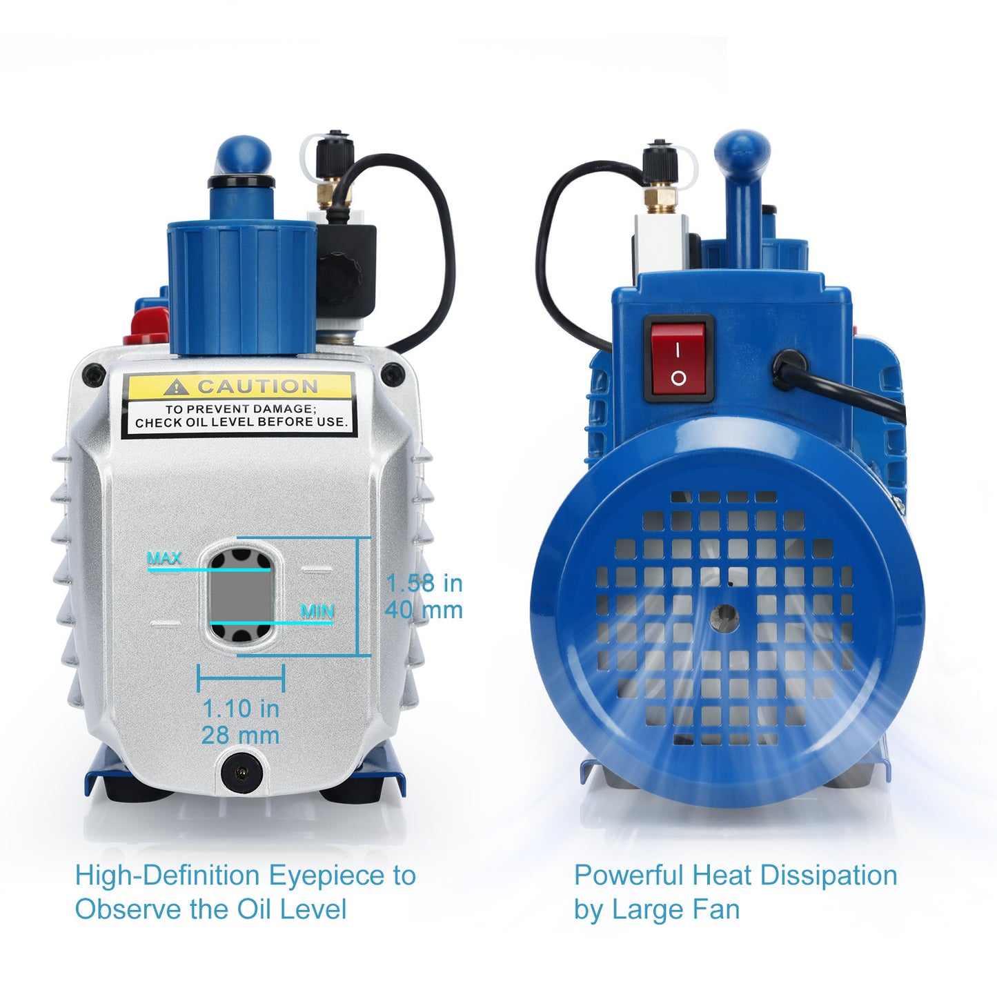 Two-Stage Rotary Vane Vacuum Pump, R32 Explosion-Proof, 10-15 Pa Vacuum, 2.5-7 CFM