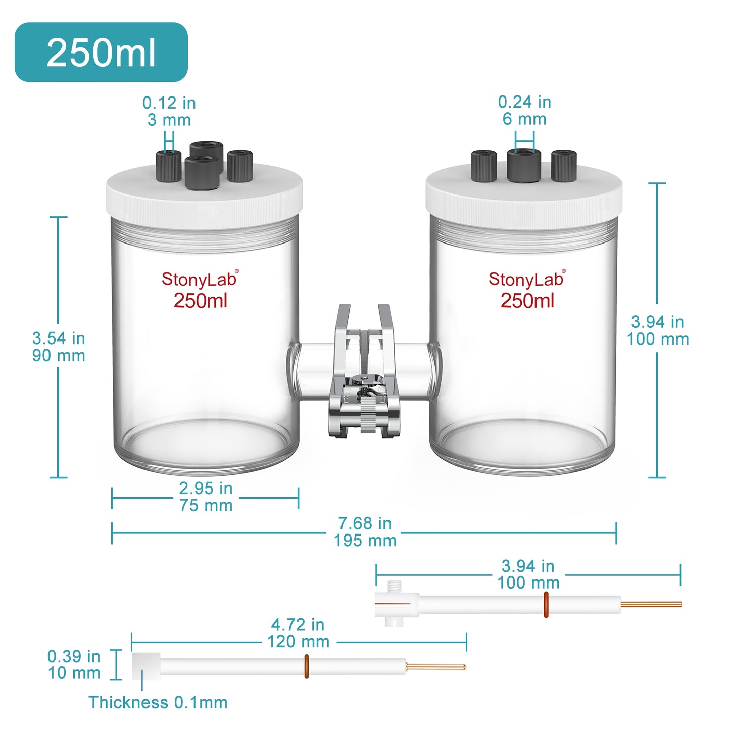 H-Type Electrolytic Cells with Two Electrodes [50-500 ml]