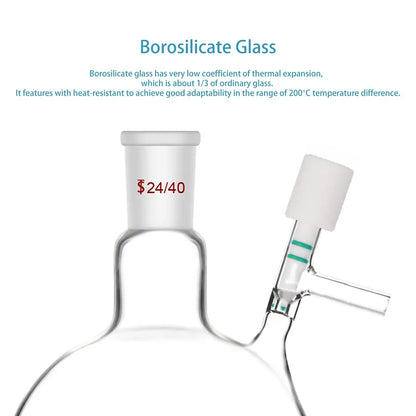 24/40 Joint Round Bottom Schlenk Flask with 0-4 mm High Vacuum Valve, 1000ml Flasks - Round Bottom