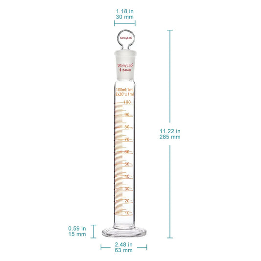 Graduated Cylinder with 24/40 Joint and Head Stopper Cylinders