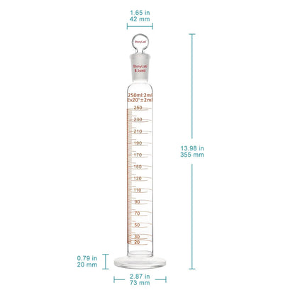 Graduated Cylinder with 24/40 Joint and Head Stopper Cylinders