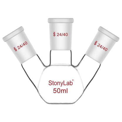 3 Neck Flat Bottom Flask, 24/40 Joint, 50-2000 ml  50-ml