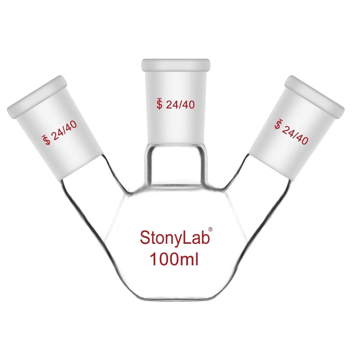 3 Neck Flat Bottom Flask, 24/40 Joint, 50-2000 ml  100-ml