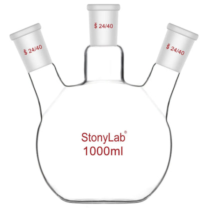 3 Neck Flat Bottom Flask, 24/40 Joint, 50-2000 ml  1000-ml