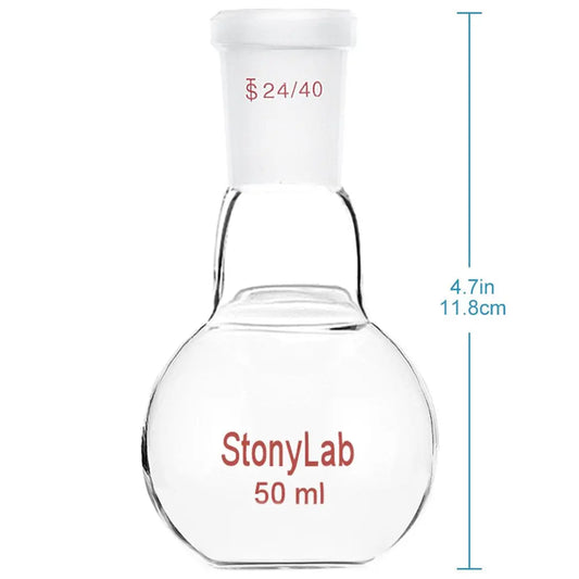 Single Neck Flat Bottom Flask, 24/40 Joint, 50-5000 ml - StonyLab Flasks - Flat Bottom 